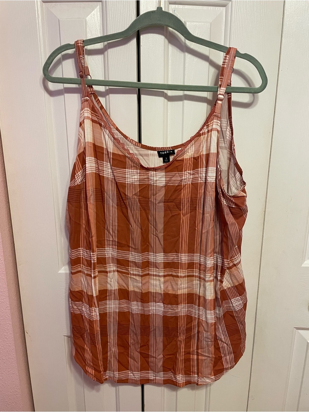 torrid Rust and White Plaid Adjustable Strap Cami
